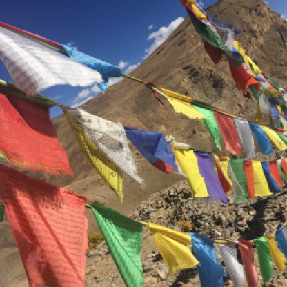Prayer flags fluttering in the wind