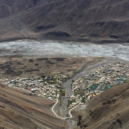 View of Kaza from the mountain top